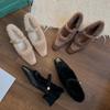 New autumn and winter thick heel velvet Mary Jane single shoes women's shoes evening gentle fluffy shoes