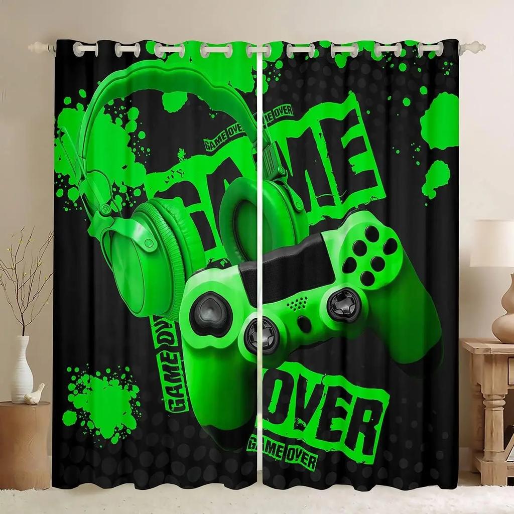 Gamer Curtains for Children's Bedroom, Gaming Window Treatments, Living Room, Kids, Teens, Boys