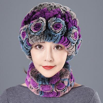 Hat Women's Fall and Winter Warm Wool Hat Mom Fashion Ear Protection Hat Hat Scarf Set Thickening