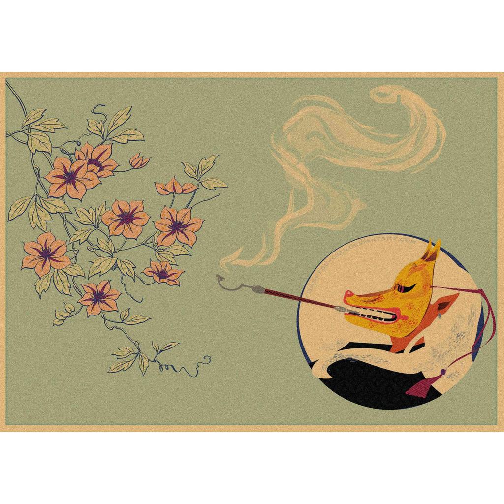 Retro Japanese Anime Cat Monster Poster - Ukiyo-e Style Wall Art
