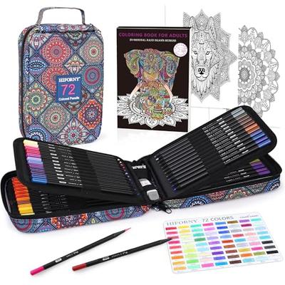 HIFORNY 78 Premium Black Edition Adult Colored Pencil Set – 72 Colored Pencils with Extras, Artist Softcore Art Supplies for Adults, Beginners, and Ki