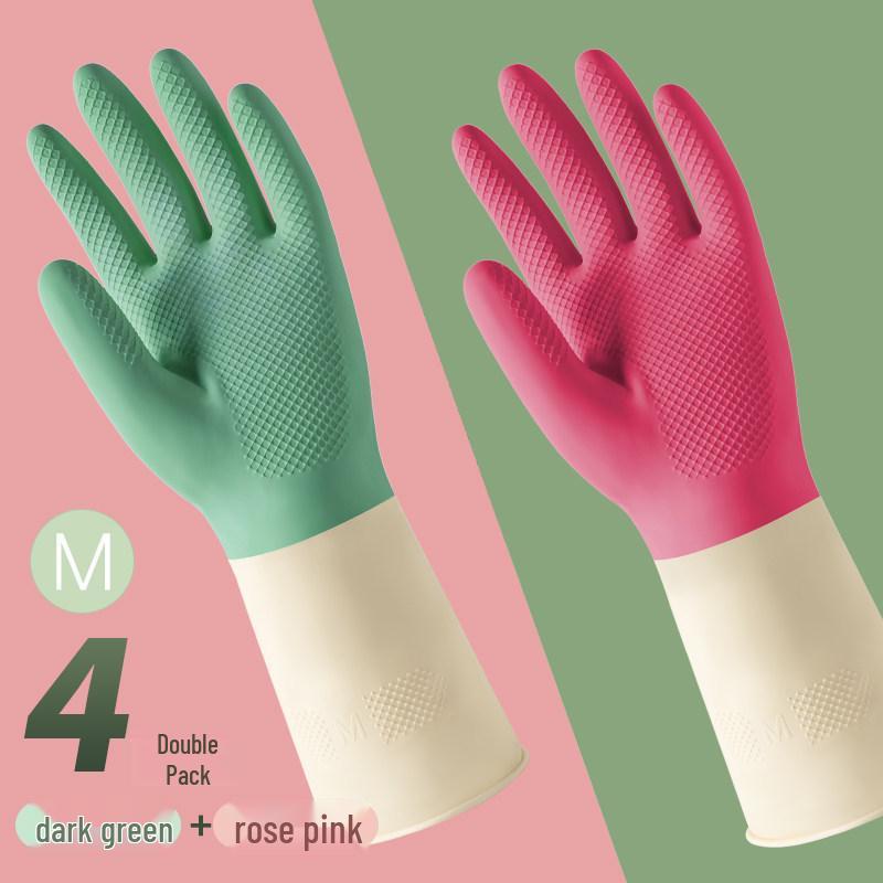 Women's Waterproof Rubber Gloves for Dishwashing, Pot Scrubbing, Vegetable & Clothes Washing, and Home Cleaning.