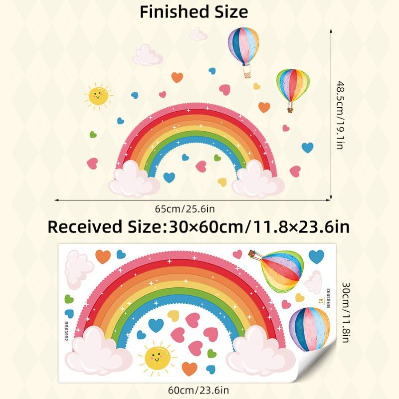 Cartoon Rainbow Bridge & Hot Air Balloon Wall Sticker Self-Adhesive Decal for Kids Room Kindergarten Home Decor