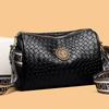 2025 Women's All-Season Soft Leather Cylinder Bag with Stone Pattern, Wide Shoulder Strap & Crossbody Functionality