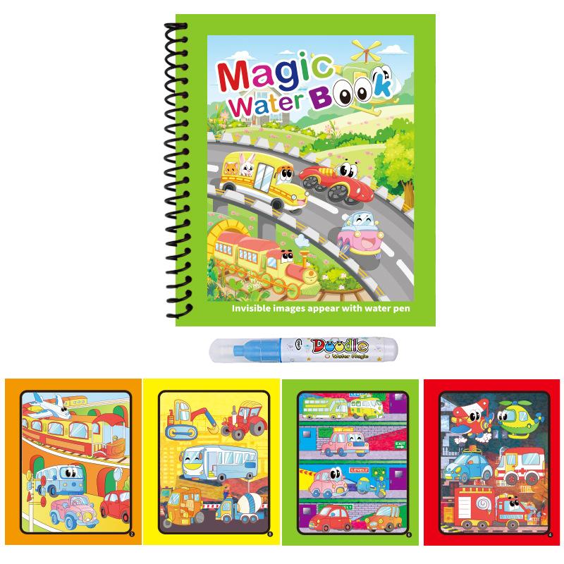 1pc Reusable Water Drawing Book Magic Water Book Mess-Free Magic Painting Pad with Refillable Water Pen Learning Education Toy