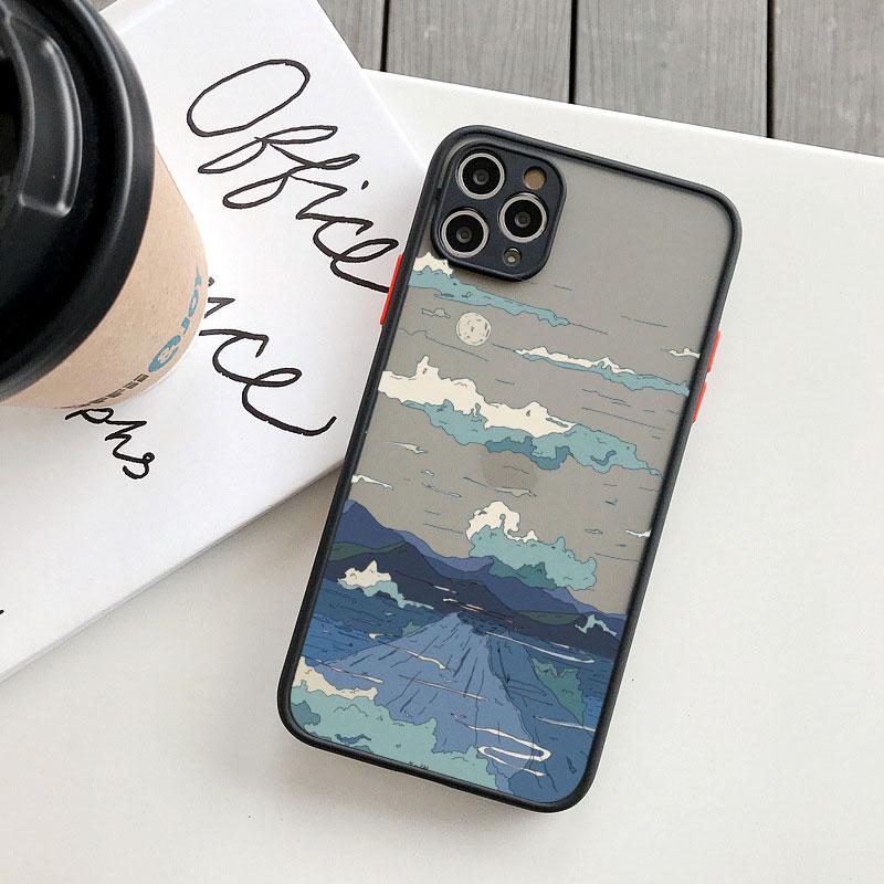 Japanese Anime Scene Landscape Phone Case for iPhone X XR XS 12 13 14 11 15 Pro Max Mini 8 7 Plus Cartoon Scenery Covers Fundas