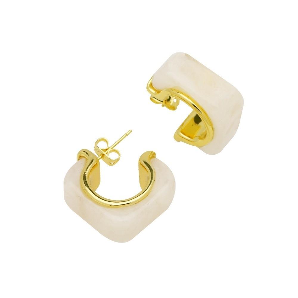 1 Pair Copper Acrylic Earrings 18K Gold Plated Hoop Earrings Resin Earrings  Daily Wear