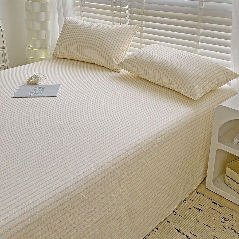 Ins Striped & Plaid Bed Sheet, Minimalist Bedding for Single Double Student Dorm and Home Use