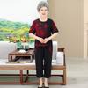 Elderly Women's Summer Two-Piece Set: Short-Sleeved T-Shirt & Pants for Ages 60-80