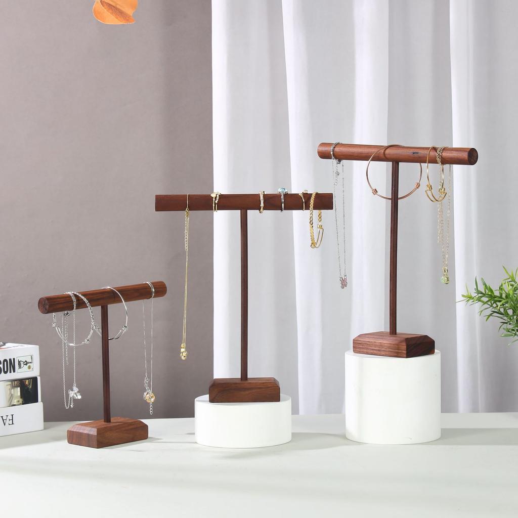 Wooden Jewelry Bracelet Storage Display Chain Watch T-Bar Rack Organizer Hard Stand Holder Jewelry Display Bracelet Display Rack