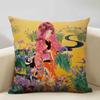 Classic Japanese Lady Decorative Cushion Cover Living Room Sofa Pillow Case 45x45cm Linen Pillowcase Home Art Decor