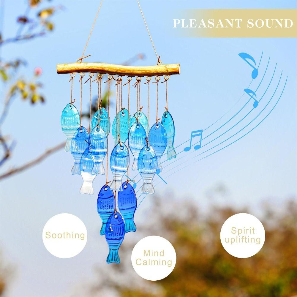 Home Decor Hanging Fish Shaped Wind Chime Novelty Colorful Sun Catcher Handmade Creative Light Collection Pendant Door