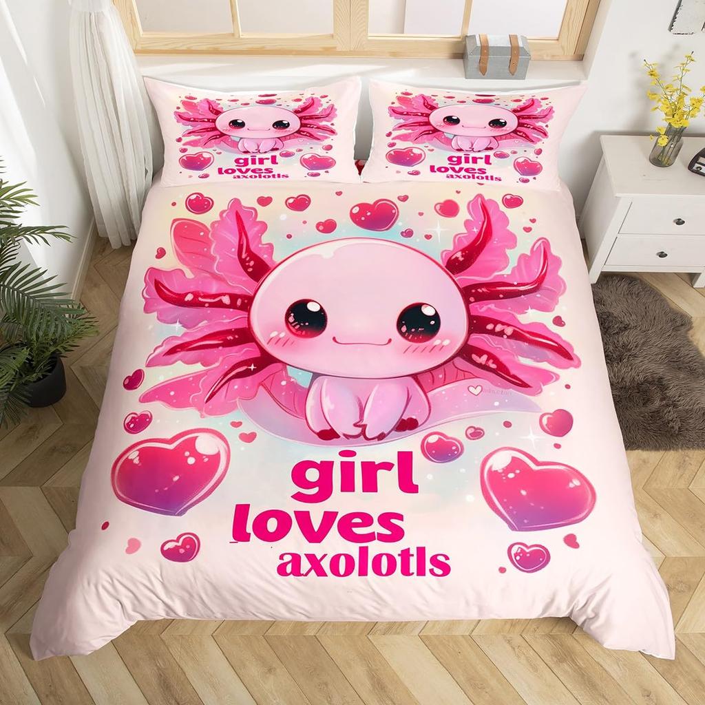 Ocean Sealife Duvet Cover Full Sizecartoon Salamander Comforter Cover Boys Girls Teens Bedspread Cover 3Pcs With 2 Pillowcases