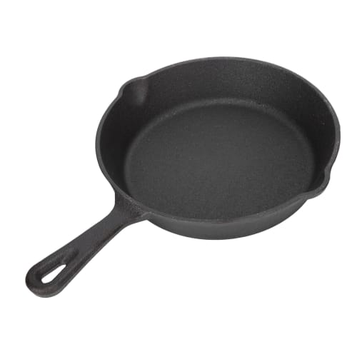 

Cast Iron Skillet, Black Round Frying Pan, Uniform Heat-Dispersing Cooking Skillet with Dual Outlets, Pre-Seasoned Easy Cooking Pan for Grill, Oven, a