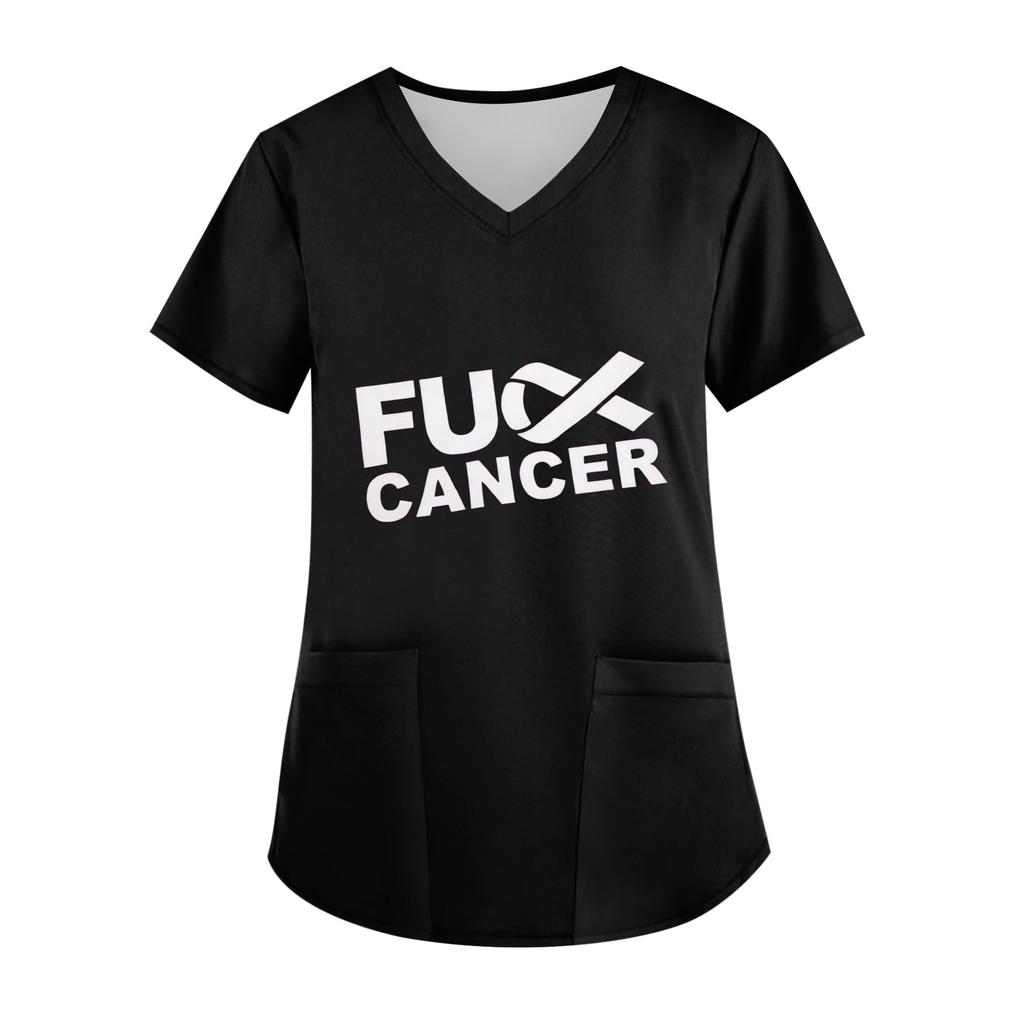 Women's V-Neck Short-Sleeve Pocketed Top With Side Slit