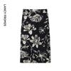 Langzi Printed A-Line Midi Skirt