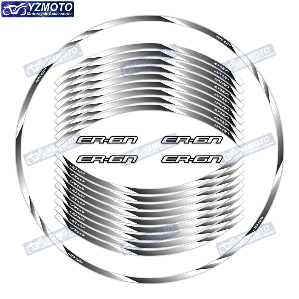 For Kawasaki ER-6N ER6N Motorcycle 17 Inch Front And Rear Wheel Hub Sticker Waterproof Reflective Decorative Rim Stickers Decal