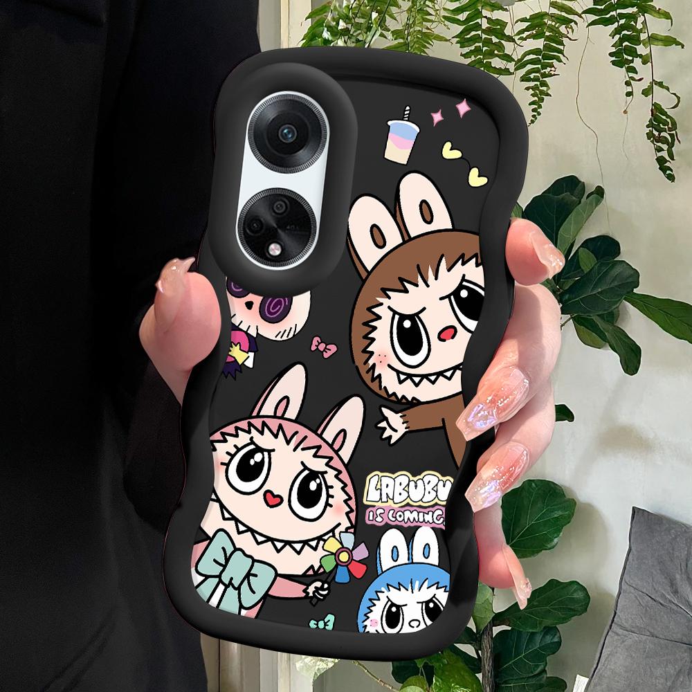 

Окрашенный узор Big Wave Edge Мягкий силиконовый материал Macaron чехол для телефона противоударный защитный резиновый чехол для OPPO Reno Realme Realme C63 чёрный