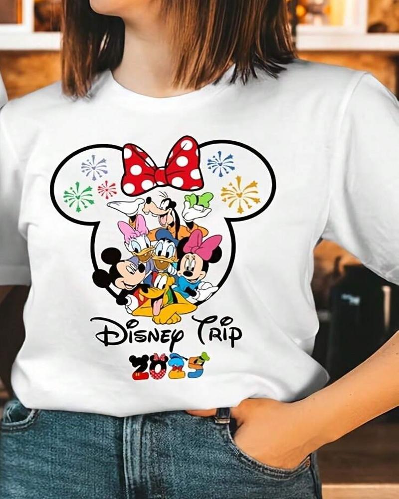 Disney T-Shirt Family Day Tour 2025 Family Summer Vacation Tops Oversized Kids Girls Clothes Men's T-Shirt Y2k Ladies Clothes