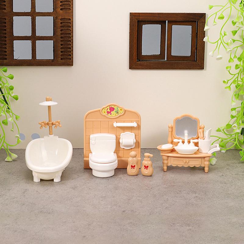 1Set 1:12 Puppenhaus Miniatur Badewanne Toilette Waschbecken Badezimmer Set Möbel Heimmodell Dekor Spielzeug Puppenhaus Zubehör