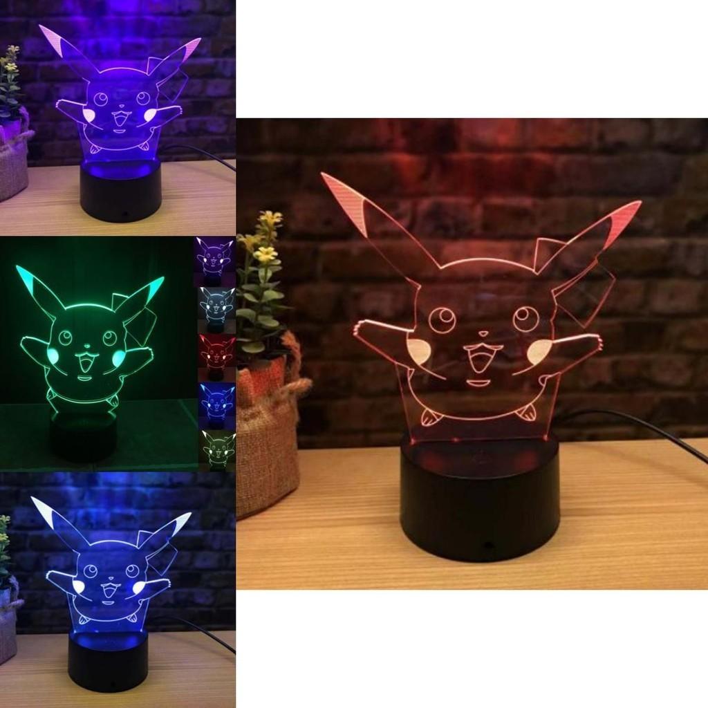 Faszinierendes Pokémon Pikachu Nachtlicht Perfekt für Schlafzimmer- und Wohnzimmerdekoration 3D LED mit 7 Farben