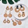 Korea Bohemia Handmade Geometric Drop Earrings For Women Imitation Rattan Straw Weave Knit Vine Earring Vacation Party Jewelry