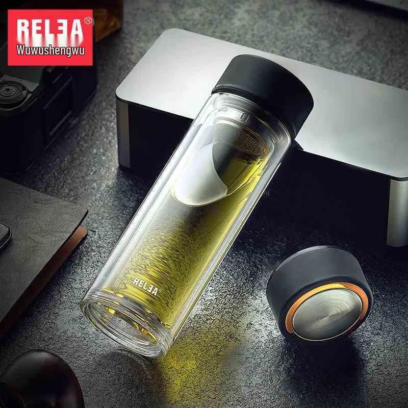 RELEA Mingjue Double-layer Glass Tea & Water Bottle