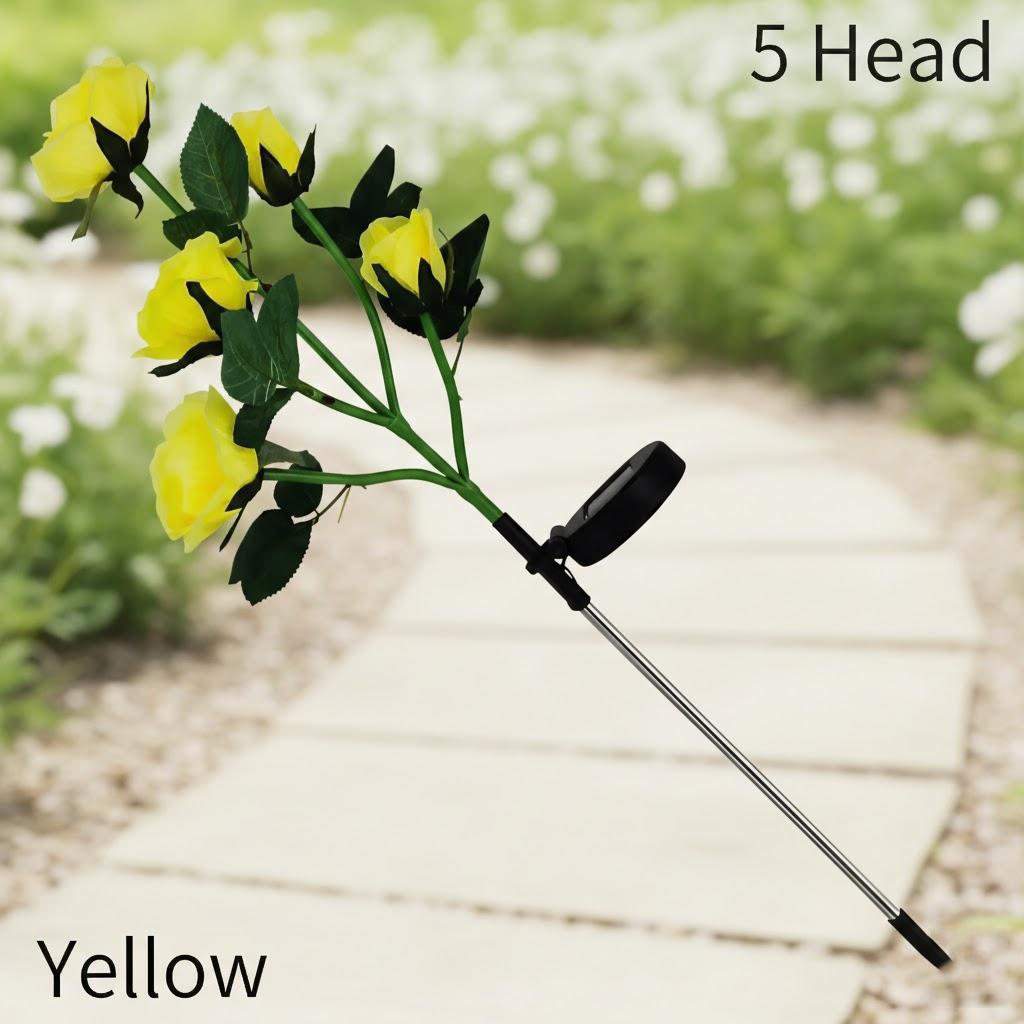 Solar Powered Outdoor Garden Decoration Waterproof Rose Flower Lawn Lights Festive Lighting