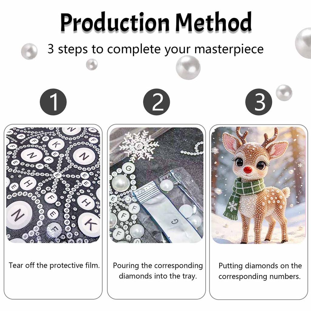 Christmas Pearl Painting Kit Handmade DIY Reindeer Scarf Home Decoration Painting