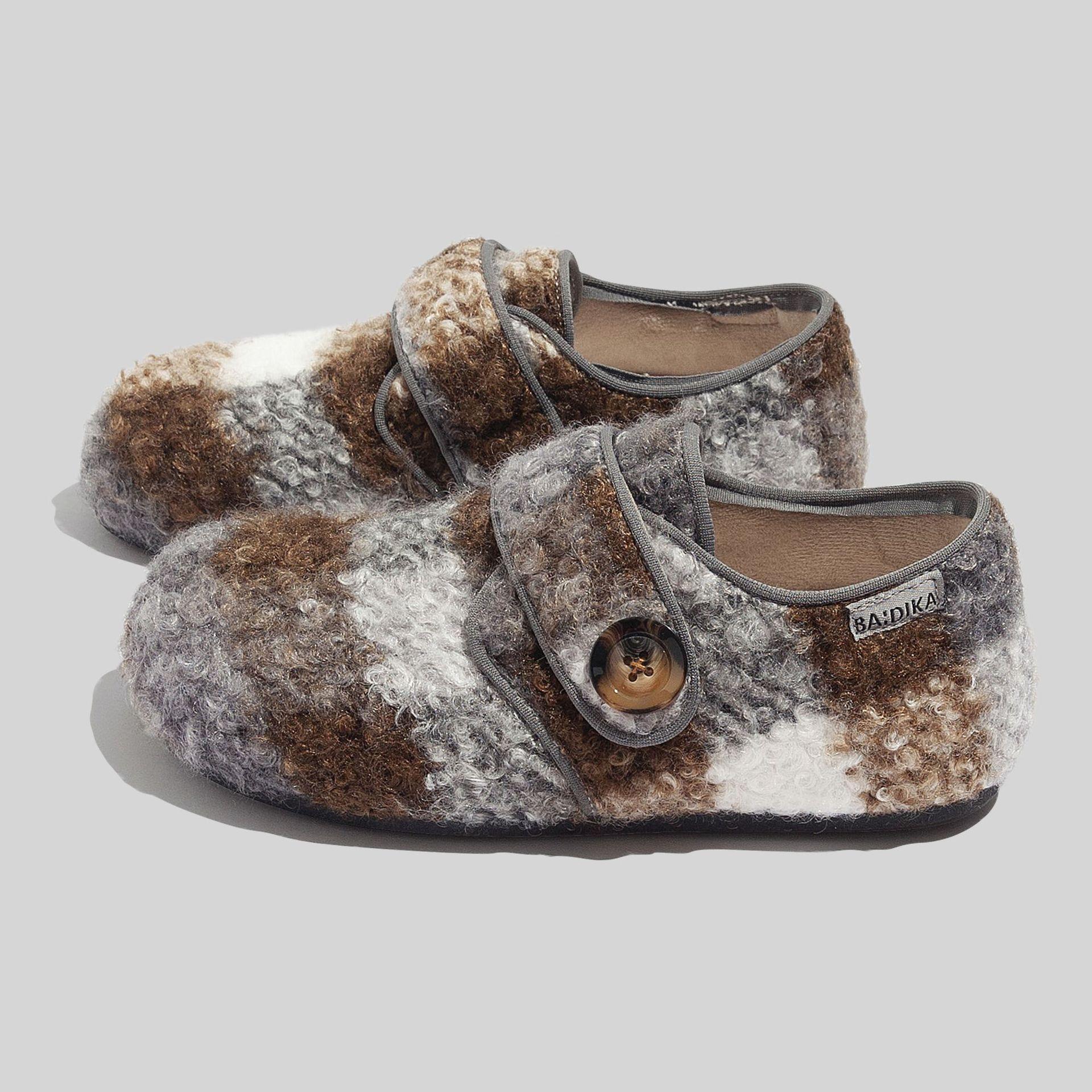 

Vintage velvet Birkenstocks winter leopard plaid Velcro thermal cotton 40