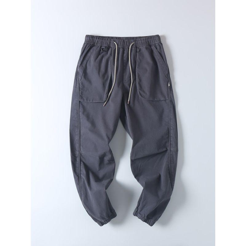 Japanese-Style Retro Heavy Weight Washed Cotton Large Pocket Overalls Spring & Fall Men Fashion Brands Micro Elastic Loose Casual Harem Pants