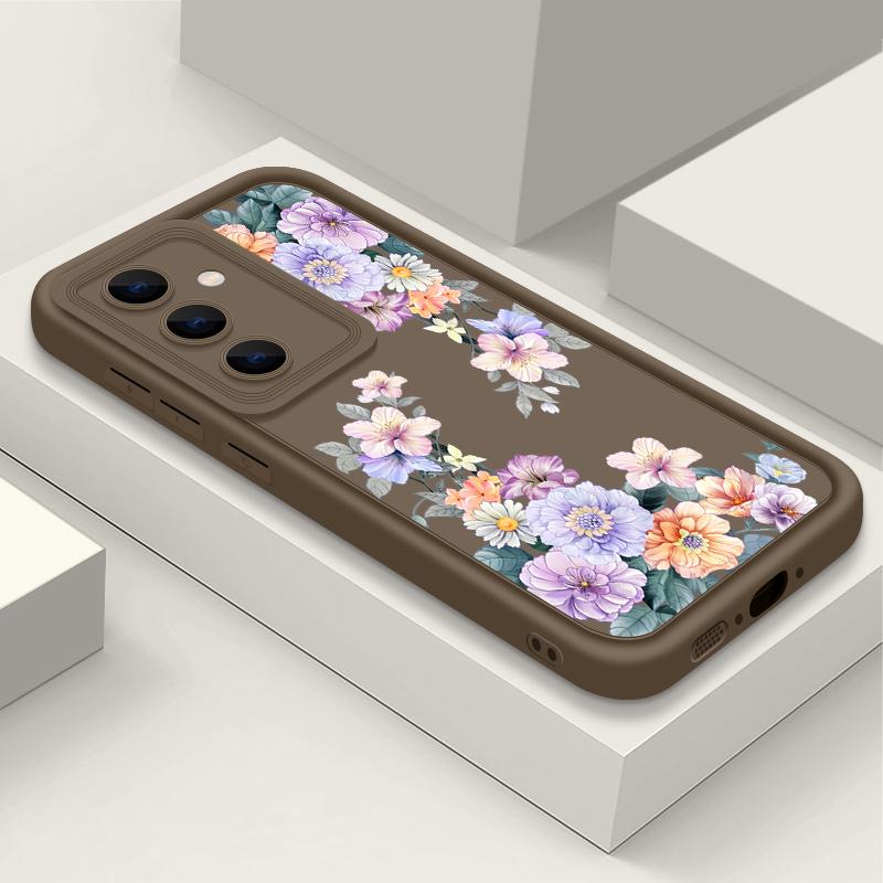 Colorful Floral Print Matte Soft Case For Samsung S25 Ultra S24 FE S23 S22 A16 A56 A36 A15 A55 A35 A54 A34 TPU Shockproof Lens Protection Phone Cover