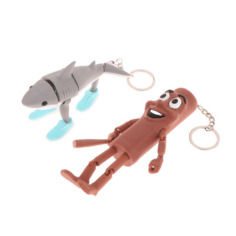 Shark Figurine Tungtungsahur Figure Keychain Desktop Decoration Articulated Tralalero Tralala Figure Ornament Funny Doll