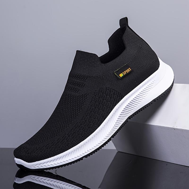 Men's Breathable Comfortable Knit Sneakers Non-Slip Casual Slip-On Shoes for Outdoor Shoes
