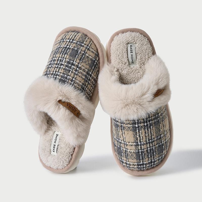 Premium Fashion Cotton Slippers 2025 Autumn and Winter New Indoor Home Non-slip Warm Fluffy Slippers Half-drag Cotton Shoes