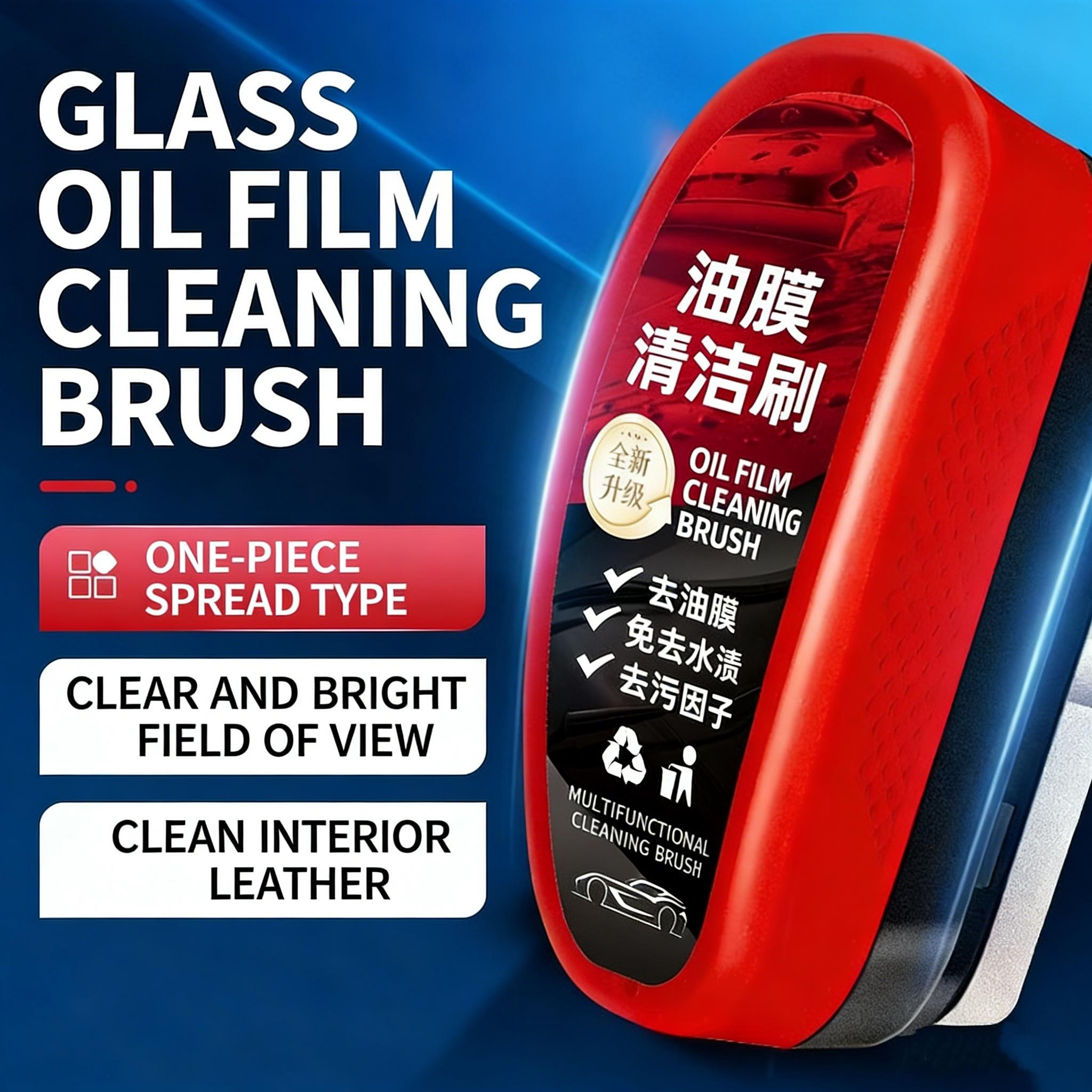Automotive Oil Film Cleaning Brush,Car Glass Oil Film Cleaner,decontamination brushglass cleaning wiper,Anti-Rain Fog 120ml красный