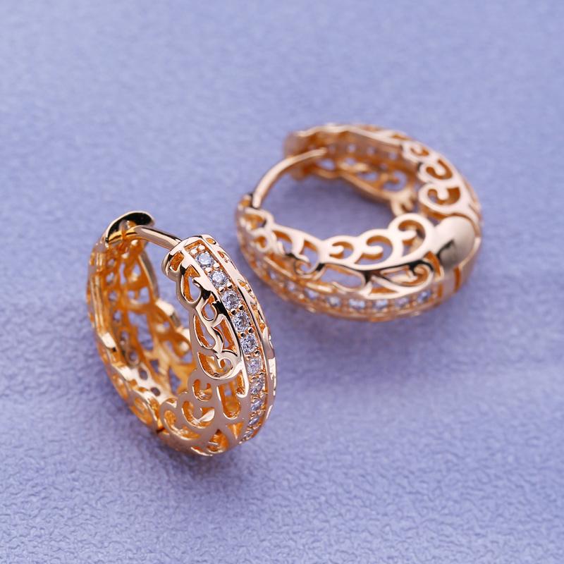 MINTHA Handmade Rose Gold Color Fashion Round Clip Earrings For Women Bridal Earrings Hypoallergenic Earrings for Birthday Party Jewelry Gift
