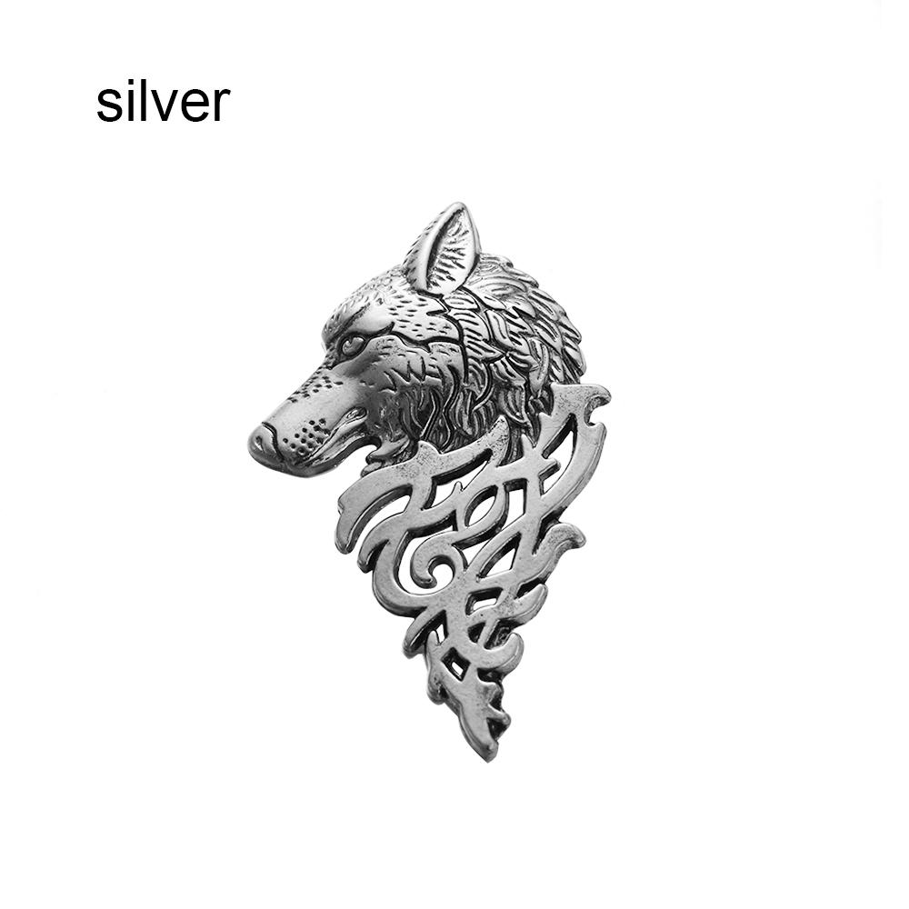 Jewelry Men Vintage Suit Collar Punk Lapel Badge Pin Wolf Brooch