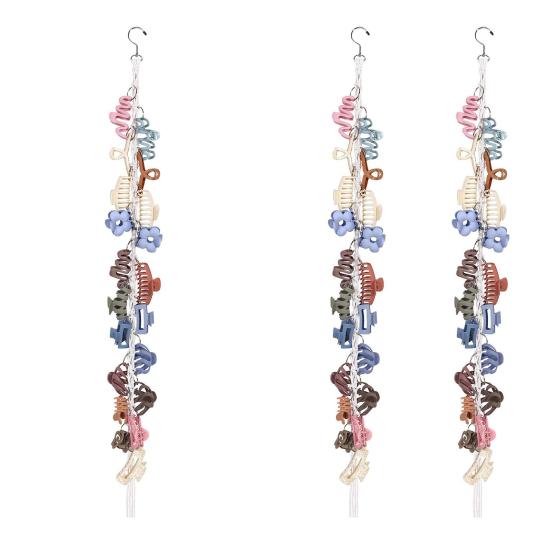 Boho Hair Clip Organizer Braided Vertical Hair Claw Holder with 20 Metal