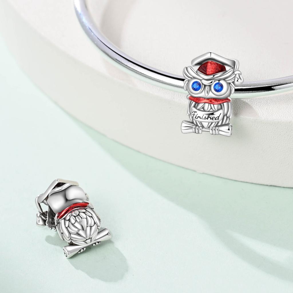 Copper Craft Graduation Collection Bear Owl Hat Flower Graduation Present Fit Original Bracelet Charm Charms Necklace Handmade Female Jewellery