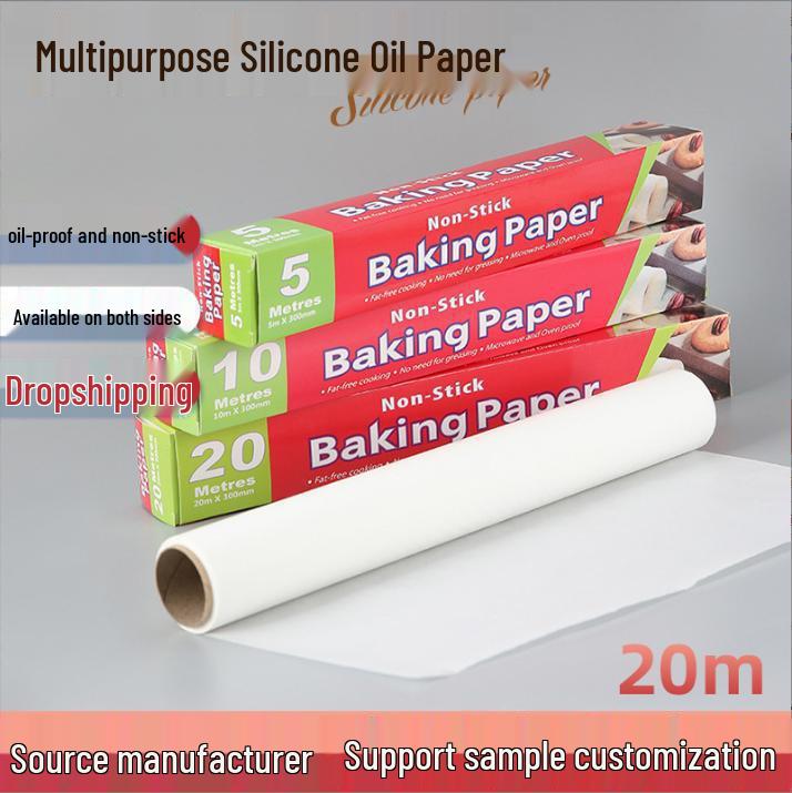 Double-Sided High-Temperature Food Grade Silicone Oil Baking Paper for Oven, Barbecue, and Grilling.