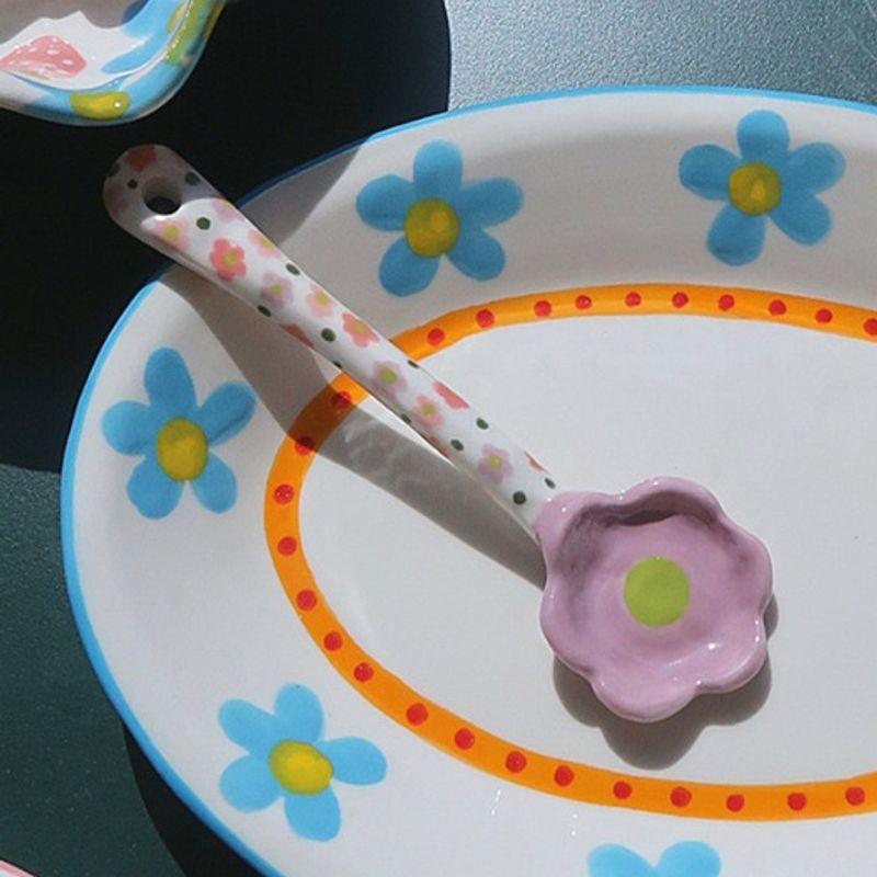 Deulkkot Ceramic Purple Flower Spoon