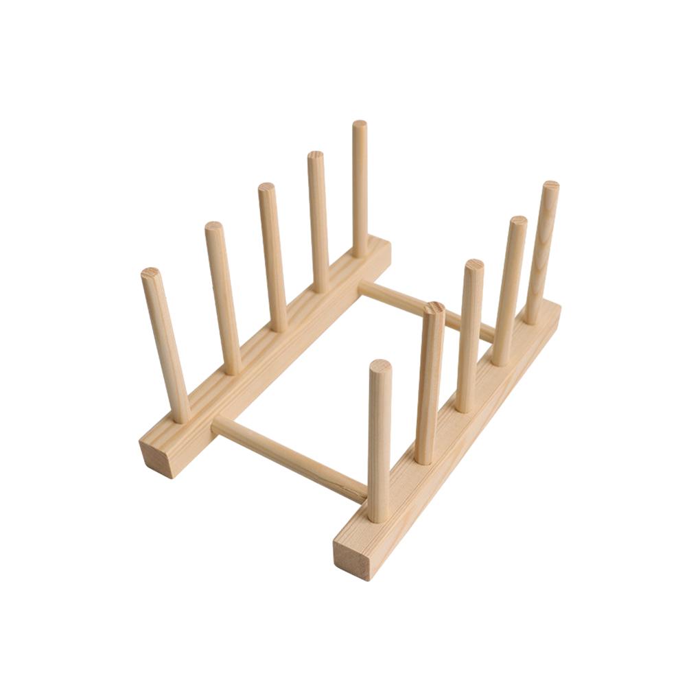 Multi-functional Wooden Dish Drain Rack Space-saving Kitchen Organizer Shelf Kitchen Pot Lid Holder