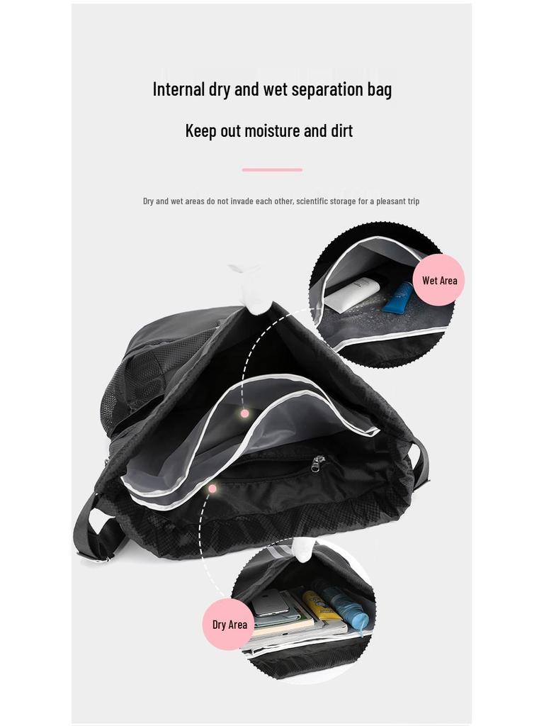Waterproof No. 7 Basketball Bag with Shoe Compartment, Wet/Dry Separation, Drawstring Backpack for Students, Foldable Storage, Swim Bag