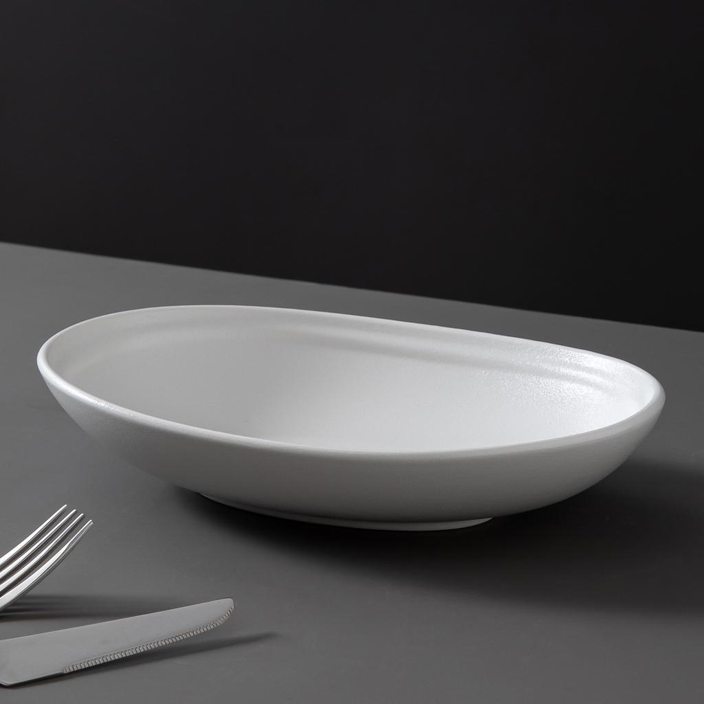 Oval Plate Household Vegetable Plate Hotel High Value Western Food Plate Creative Plate Salad Plate Fruit Plate Ceramic Plate