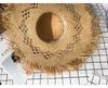 New Summer Straw Hat Hollow Ladies Beach Sun Hat Womens Large Brim Leisure Solid Color Fur Edge Raffia Straw Hat