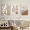 3pcs Frameless Modern Beige and Brown Geometric Canvas Prints,Abstract Line Art Posters,Retro Minimalist Wall Decor,Bohemian
