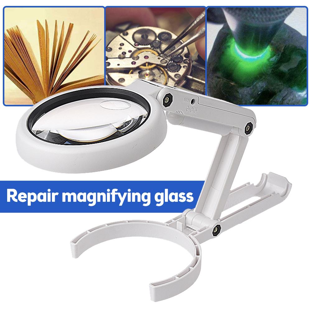 11X Magnifying Glass with Light 8 LED Magnifier Foldable Stand Desk Read White Ring Light for Jewelry Appraisal Reading Repair