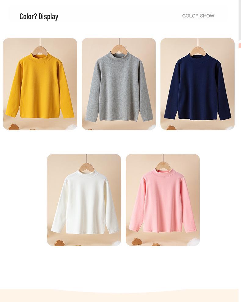 Kids' Fleece-Lined Cotton Turtleneck Sweatshirt - Warm Autumn/Winter Layer