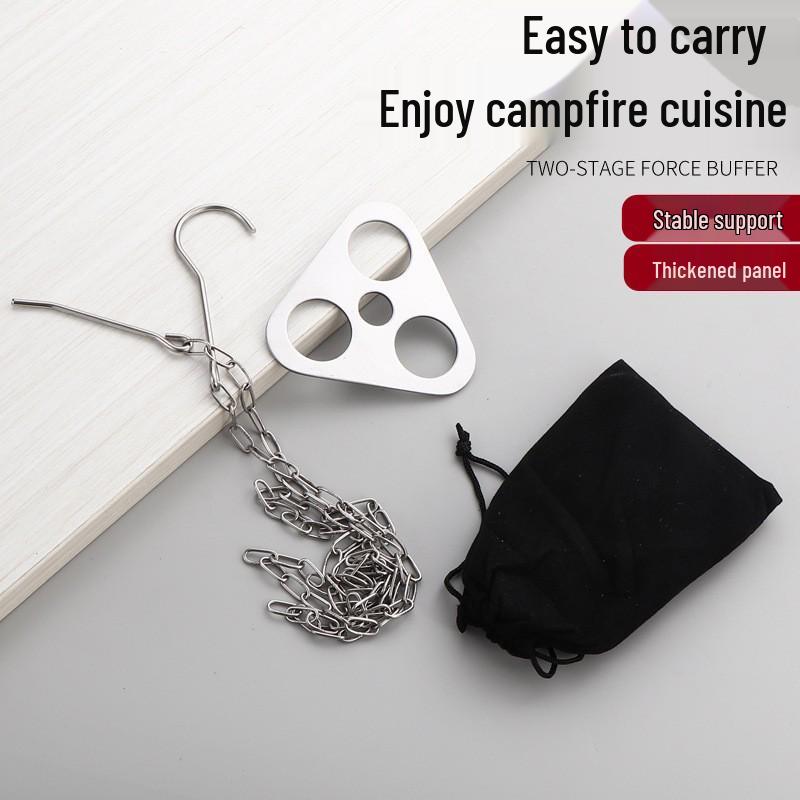 Stainless Steel Portable Camping Tripod Pot Stand with Hanging Ring